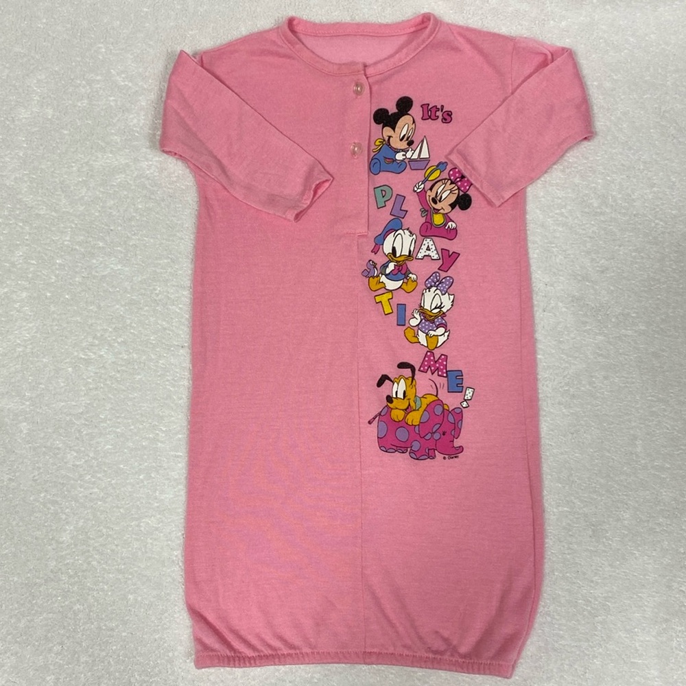 Vintage Disney Mickey Minnie Mouse pink nightgown size 6m